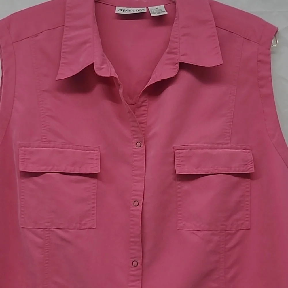 Apparenza Fuchsia Safari Vest Size 2X Utility Pockets Zip Front Academia Hiking